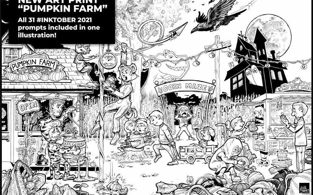 Image of the "Pumpkin Farm" inktober art print